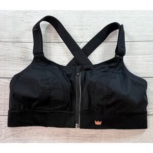 SheFit Ultimate Athletic Front Zip Wireless Black Sports Bra Size 1Luxe